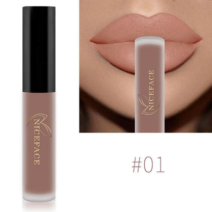 NICEFACE Nude Liquid Lipsticks Waterproof Velvet Matte Lip Gloss Long Lasting Non-stick Cup Lip Tint Makeup Pigment Cosmetics - Yara fashion  81391686 NICEFACE Nude Liquid Lipsticks Waterproof Velvet Matte Lip Gloss Long Lasting Non-stick Cup Lip Tint Makeup Pigment Cosmetics 