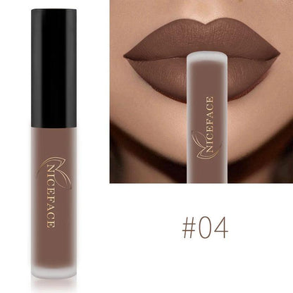 NICEFACE Nude Liquid Lipsticks Waterproof Velvet Matte Lip Gloss Long Lasting Non-stick Cup Lip Tint Makeup Pigment Cosmetics - Yara fashion  35079589 NICEFACE Nude Liquid Lipsticks Waterproof Velvet Matte Lip Gloss Long Lasting Non-stick Cup Lip Tint Makeup Pigment Cosmetics 