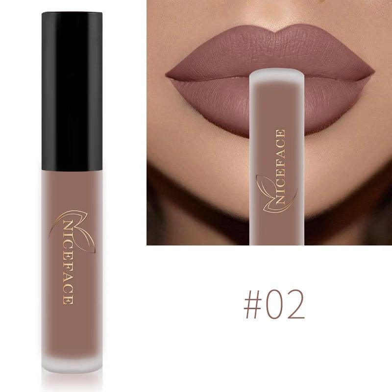 NICEFACE Nude Liquid Lipsticks Waterproof Velvet Matte Lip Gloss Long Lasting Non-stick Cup Lip Tint Makeup Pigment Cosmetics - Yara fashion  50943006 NICEFACE Nude Liquid Lipsticks Waterproof Velvet Matte Lip Gloss Long Lasting Non-stick Cup Lip Tint Makeup Pigment Cosmetics 