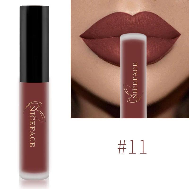 NICEFACE Nude Liquid Lipsticks Waterproof Velvet Matte Lip Gloss Long Lasting Non-stick Cup Lip Tint Makeup Pigment Cosmetics - Yara fashion  46473408 NICEFACE Nude Liquid Lipsticks Waterproof Velvet Matte Lip Gloss Long Lasting Non-stick Cup Lip Tint Makeup Pigment Cosmetics 