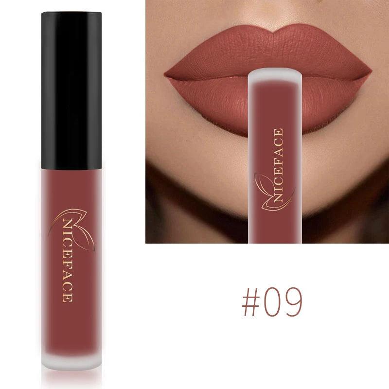 NICEFACE Nude Liquid Lipsticks Waterproof Velvet Matte Lip Gloss Long Lasting Non-stick Cup Lip Tint Makeup Pigment Cosmetics - Yara fashion  64766578 NICEFACE Nude Liquid Lipsticks Waterproof Velvet Matte Lip Gloss Long Lasting Non-stick Cup Lip Tint Makeup Pigment Cosmetics 