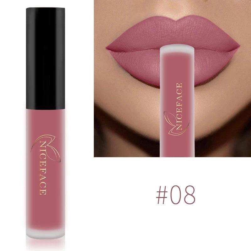 NICEFACE Nude Liquid Lipsticks Waterproof Velvet Matte Lip Gloss Long Lasting Non-stick Cup Lip Tint Makeup Pigment Cosmetics - Yara fashion  25006423 NICEFACE Nude Liquid Lipsticks Waterproof Velvet Matte Lip Gloss Long Lasting Non-stick Cup Lip Tint Makeup Pigment Cosmetics 