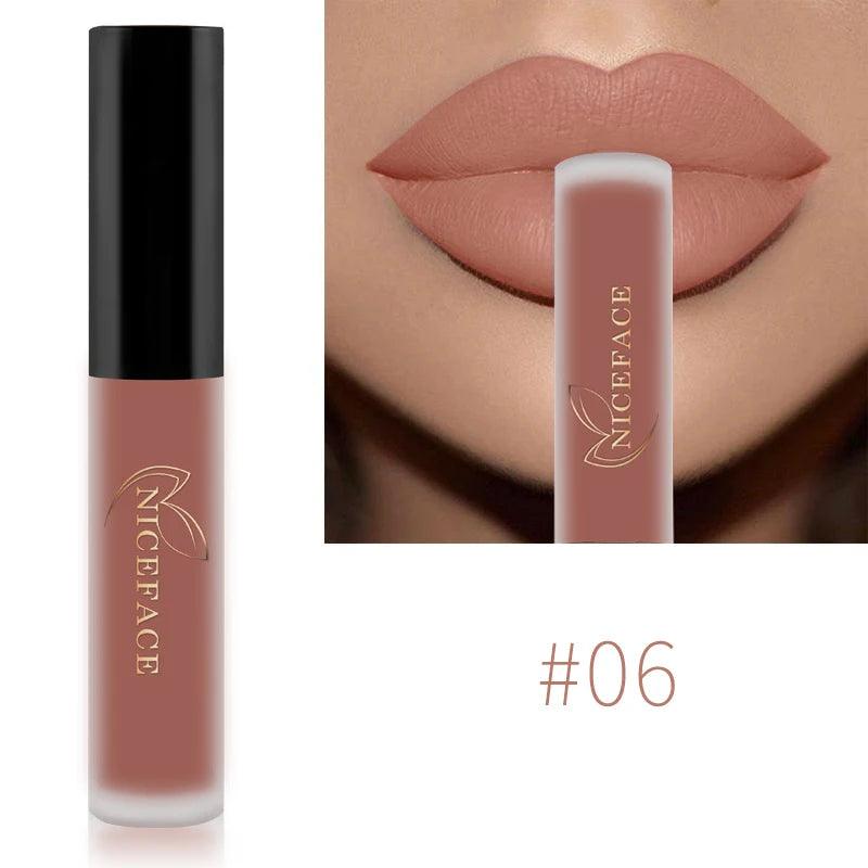 NICEFACE Nude Liquid Lipsticks Waterproof Velvet Matte Lip Gloss Long Lasting Non-stick Cup Lip Tint Makeup Pigment Cosmetics - Yara fashion  79439726 NICEFACE Nude Liquid Lipsticks Waterproof Velvet Matte Lip Gloss Long Lasting Non-stick Cup Lip Tint Makeup Pigment Cosmetics 