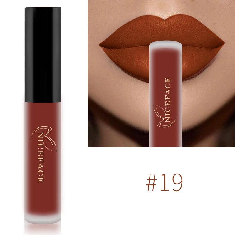 NICEFACE Nude Liquid Lipsticks Waterproof Velvet Matte Lip Gloss Long Lasting Non-stick Cup Lip Tint Makeup Pigment Cosmetics - Yara fashion  42588402 NICEFACE Nude Liquid Lipsticks Waterproof Velvet Matte Lip Gloss Long Lasting Non-stick Cup Lip Tint Makeup Pigment Cosmetics 