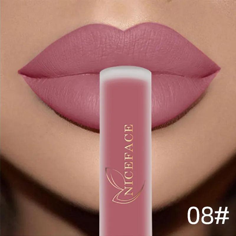 NICEFACE Nude Liquid Lipsticks Waterproof Velvet Matte Lip Gloss Long Lasting Non-stick Cup Lip Tint Makeup Pigment Cosmetics - Yara fashion  45831309 NICEFACE Nude Liquid Lipsticks Waterproof Velvet Matte Lip Gloss Long Lasting Non-stick Cup Lip Tint Makeup Pigment Cosmetics 