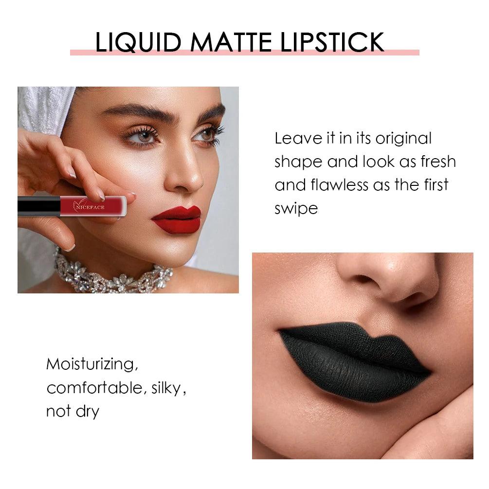 NICEFACE Nude Liquid Lipsticks Waterproof Velvet Matte Lip Gloss Long Lasting Non-stick Cup Lip Tint Makeup Pigment Cosmetics - Yara fashion  94936013 NICEFACE Nude Liquid Lipsticks Waterproof Velvet Matte Lip Gloss Long Lasting Non-stick Cup Lip Tint Makeup Pigment Cosmetics 