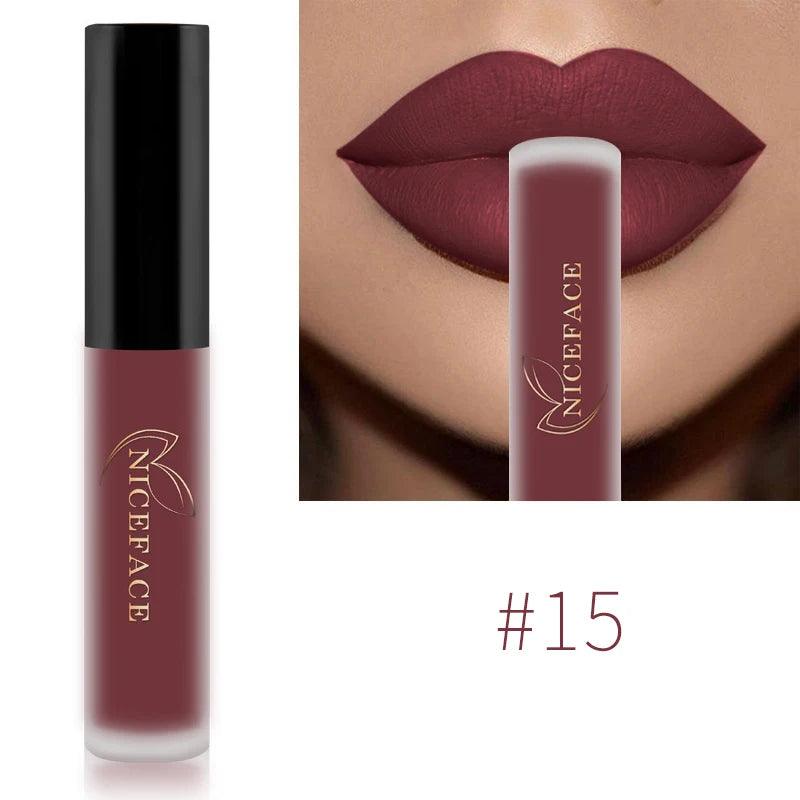 NICEFACE Nude Liquid Lipsticks Waterproof Velvet Matte Lip Gloss Long Lasting Non-stick Cup Lip Tint Makeup Pigment Cosmetics - Yara fashion  72281807 NICEFACE Nude Liquid Lipsticks Waterproof Velvet Matte Lip Gloss Long Lasting Non-stick Cup Lip Tint Makeup Pigment Cosmetics 