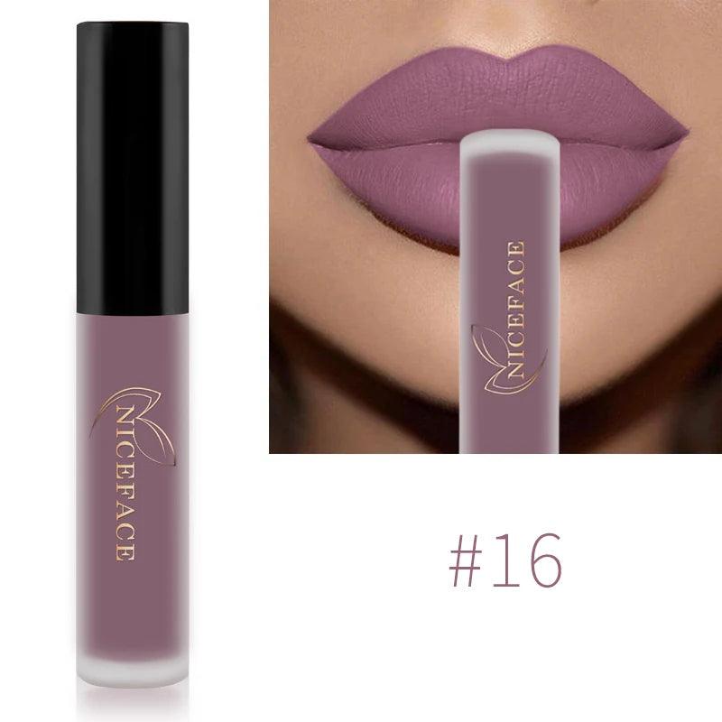 NICEFACE Nude Liquid Lipsticks Waterproof Velvet Matte Lip Gloss Long Lasting Non-stick Cup Lip Tint Makeup Pigment Cosmetics - Yara fashion  19364794 NICEFACE Nude Liquid Lipsticks Waterproof Velvet Matte Lip Gloss Long Lasting Non-stick Cup Lip Tint Makeup Pigment Cosmetics 