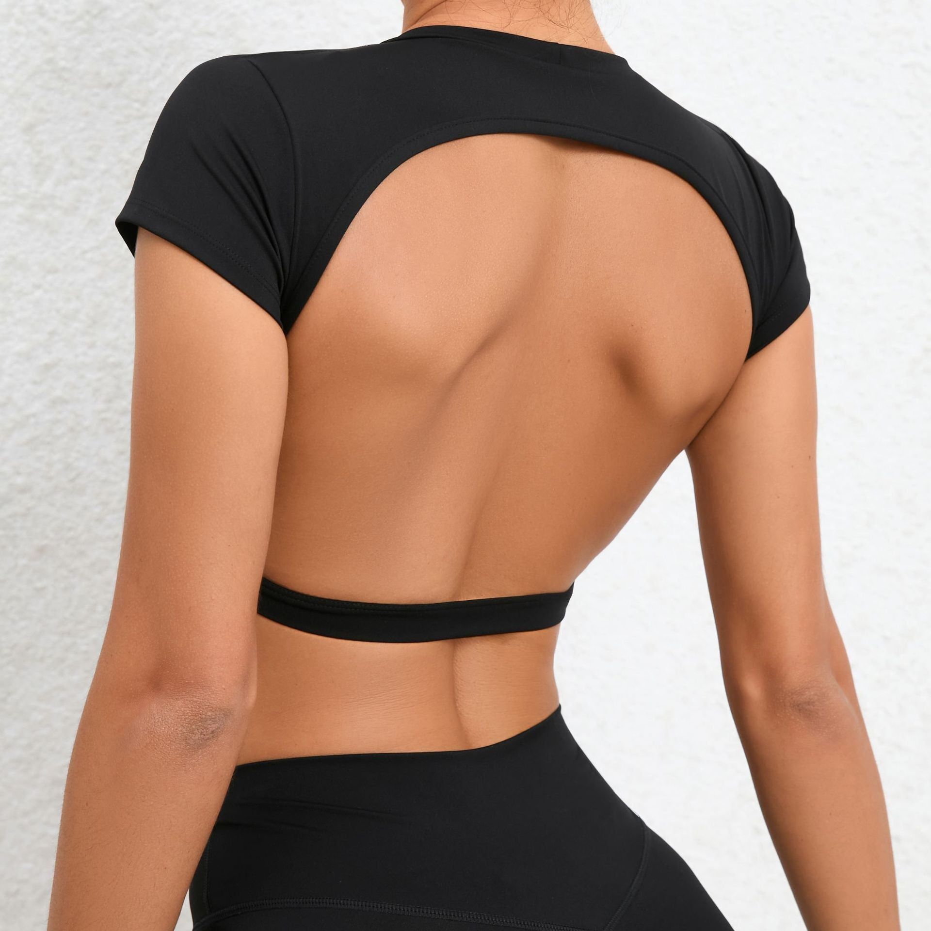 Nude Feel Yoga Bare Back Quick Drying Skinny Exercise Top Outdoor Running Belt Chest Pad Fitness T Shirt - Yara fashion  30276735 Nude Feel Yoga Bare Back Quick Drying Skinny Exercise Top Outdoor Running Belt Chest Pad Fitness T Shirt 