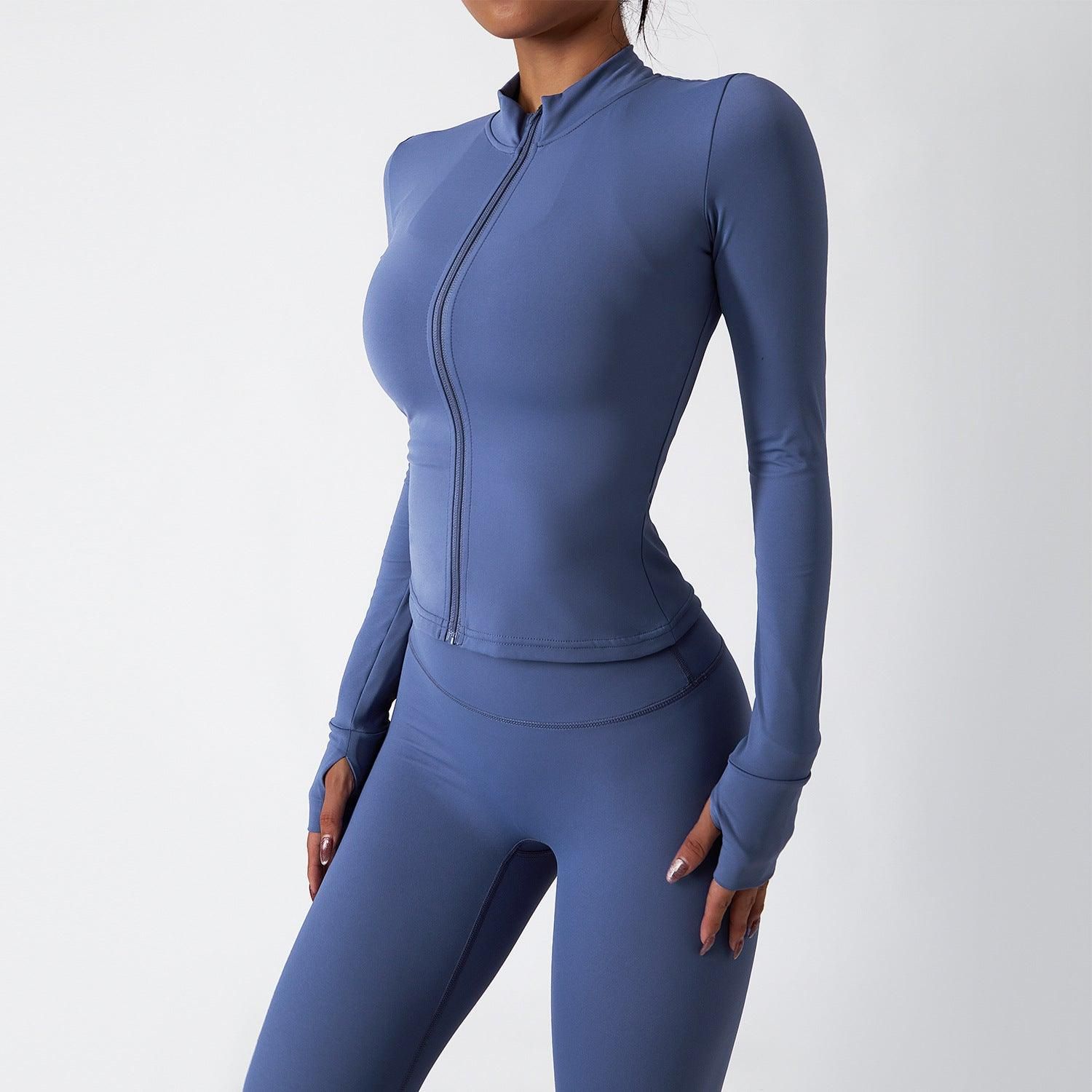 Nude Feel Yoga Clothes Women Autumn Winter Zipper Long Sleeved Workout Clothes Suit Slim Fit Running Workout Sportswear - Yara fashion  11695291 Nude Feel Yoga Clothes Women Autumn Winter Zipper Long Sleeved Workout Clothes Suit Slim Fit Running Workout Sportswear 