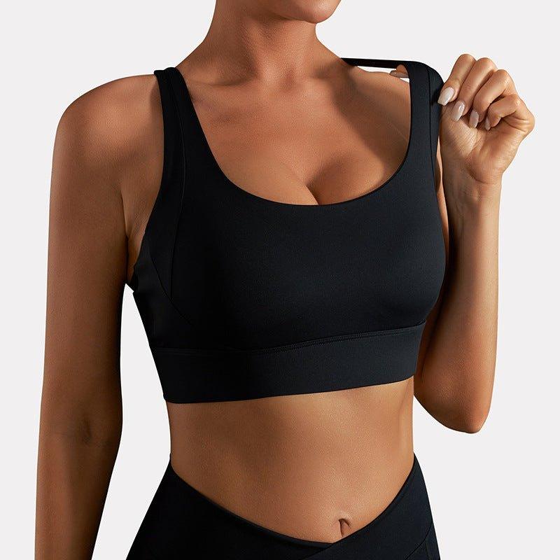 Nude Feel Yoga Clothes Women One Piece Chest Pad Sports Underwear Women High Strength Shockproof Stitching Beauty Back Fitness Clothes - Yara fashionYara fashion