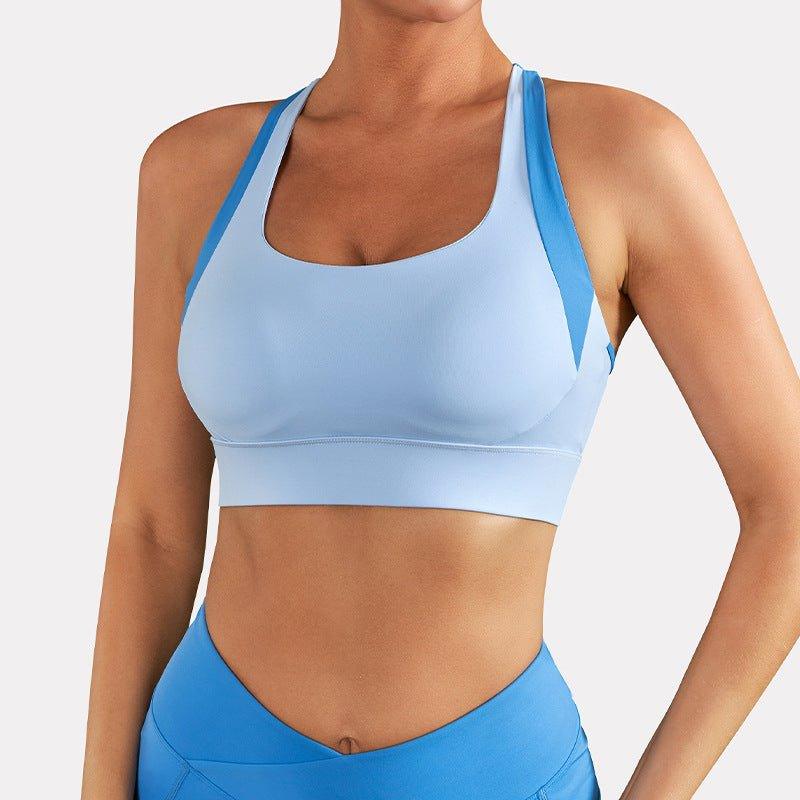 Nude Feel Yoga Clothes Women One Piece Chest Pad Sports Underwear Women High Strength Shockproof Stitching Beauty Back Fitness Clothes - Yara fashionYara fashion