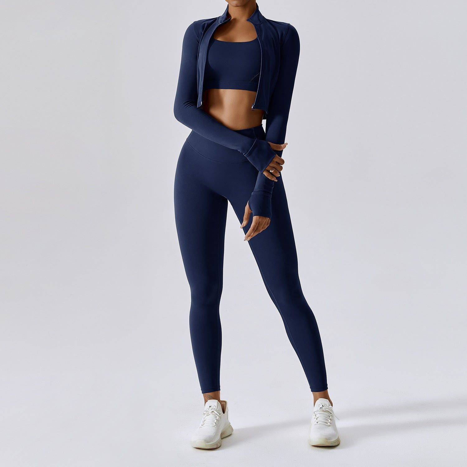 Outdoor Sports Skinny Yoga Clothes Suit Nude Feel Fitness Clothes Shockproof High Waist Yoga Clothes Three Piece Suit - Yara fashion  75264252 Outdoor Sports Skinny Yoga Clothes Suit Nude Feel Fitness Clothes Shockproof High Waist Yoga Clothes Three Piece Suit 