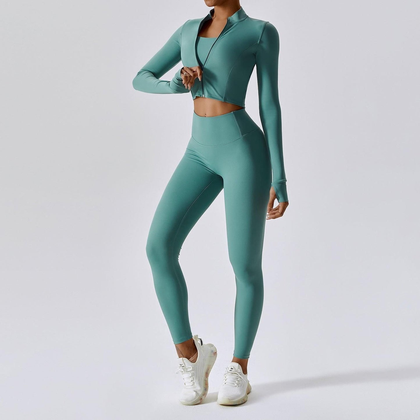 Outdoor Sports Skinny Yoga Clothes Suit Nude Feel Fitness Clothes Shockproof High Waist Yoga Clothes Three Piece Suit - Yara fashion  69329755 Outdoor Sports Skinny Yoga Clothes Suit Nude Feel Fitness Clothes Shockproof High Waist Yoga Clothes Three Piece Suit 