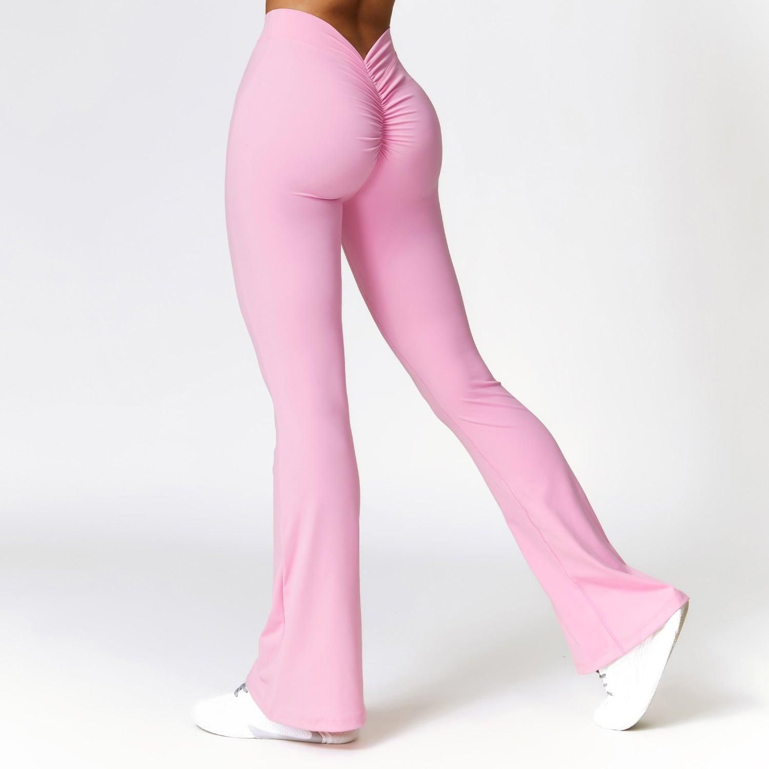 Peach Hip Raise Yoga BellBottom Pants Fitness Sports Wide Legs Bootcut Trousers High Waist Quick Drying Yoga Pants Women - Yara fashion  95677894 Peach Hip Raise Yoga BellBottom Pants Fitness Sports Wide Legs Bootcut Trousers High Waist Quick Drying Yoga Pants Women 