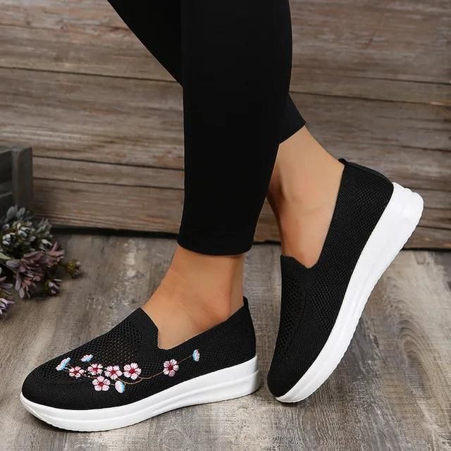 Plus Size 43 Women's Knitted Embroidered Flats Summer Breathable Mesh Slip On Sneakers Women Lightweight Casual Shoes Loafers - Yara fashion  9135759 Plus Size 43 Women's Knitted Embroidered Flats Summer Breathable Mesh Slip On Sneakers Women Lightweight Casual Shoes Loafers 