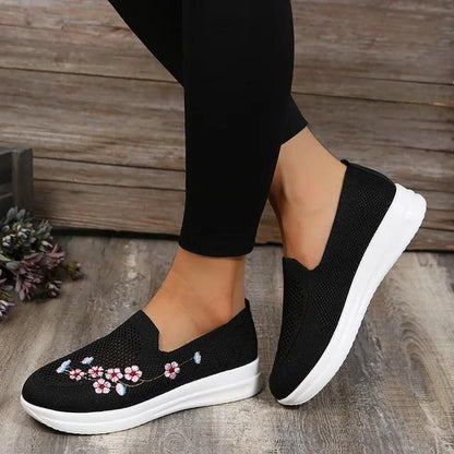 Plus Size 43 Women's Knitted Embroidered Flats Summer Breathable Mesh Slip On Sneakers Women Lightweight Casual Shoes Loafers - Yara fashion  9135759 Plus Size 43 Women's Knitted Embroidered Flats Summer Breathable Mesh Slip On Sneakers Women Lightweight Casual Shoes Loafers 