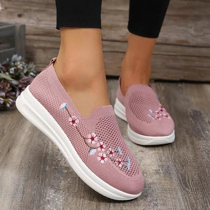 Plus Size 43 Women's Knitted Embroidered Flats Summer Breathable Mesh Slip On Sneakers Women Lightweight Casual Shoes Loafers - Yara fashion  43038230 Plus Size 43 Women's Knitted Embroidered Flats Summer Breathable Mesh Slip On Sneakers Women Lightweight Casual Shoes Loafers 