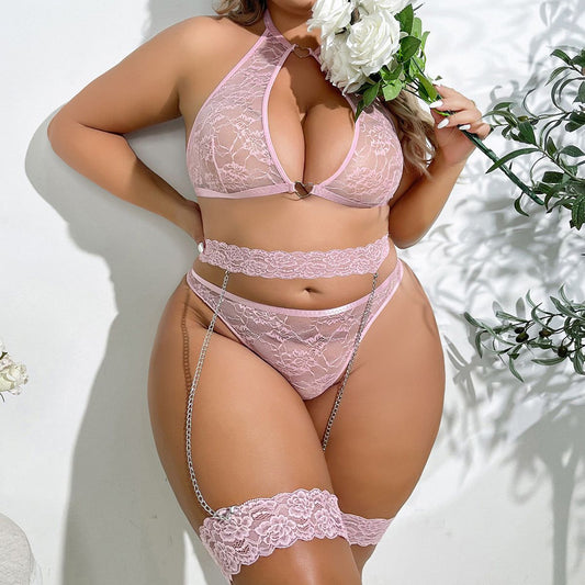 Plus Size Lace Embroidered Mesh See through Sexy Sexy Underwear Suit Women - Yara fashion  54796793 Plus Size Lace Embroidered Mesh See through Sexy Sexy Underwear Suit Women 