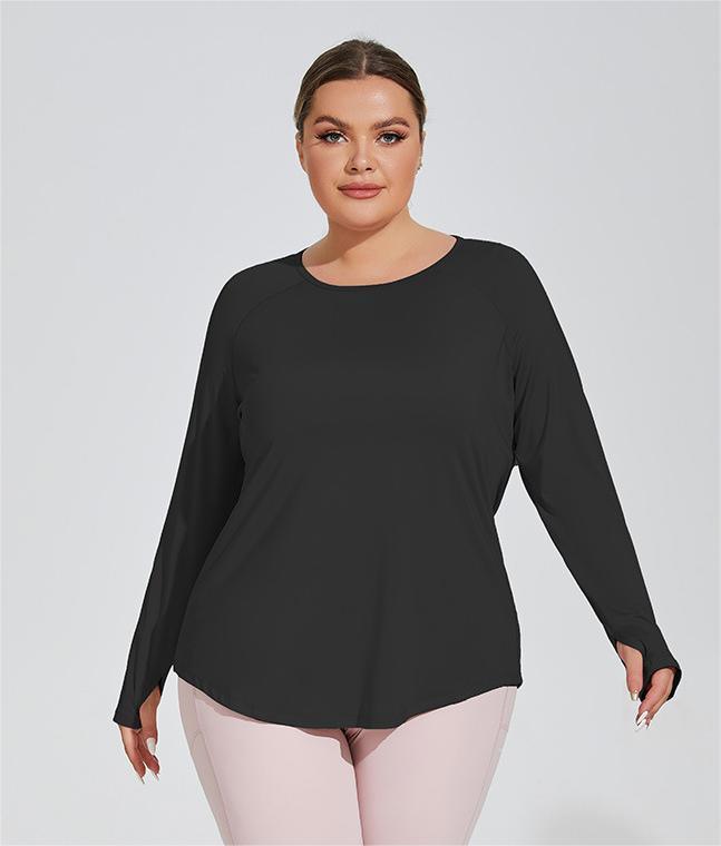 Plus Size Loose Thigh Length Thin Yoga Wear Mesh Beauty Back Breathable Long Sleeve Running Fitness Top Sportswear - Yara fashion  97534554 Plus Size Loose Thigh Length Thin Yoga Wear Mesh Beauty Back Breathable Long Sleeve Running Fitness Top Sportswear 