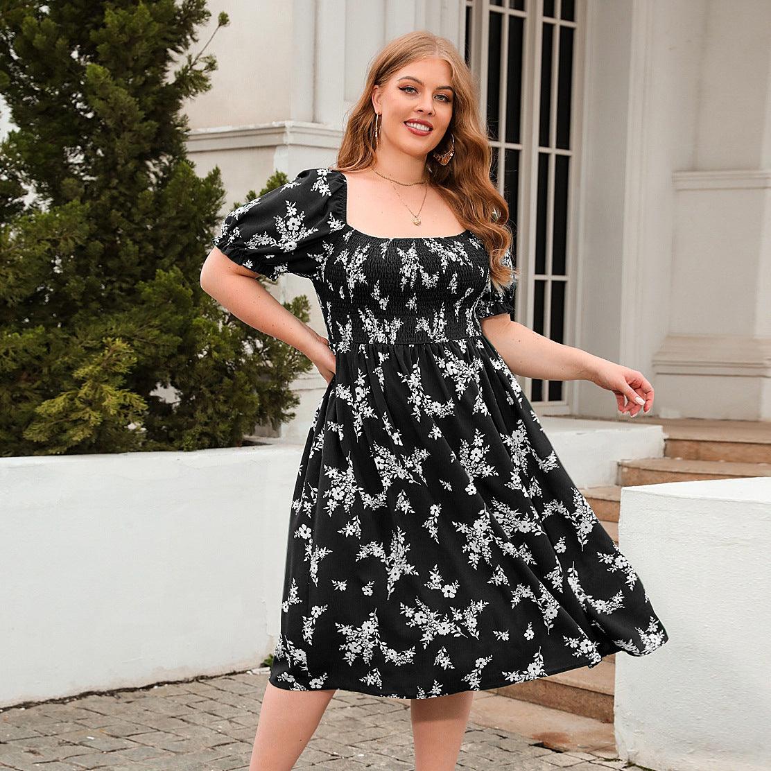 plus Size Women Clothing plus Size Printed Casual Holiday Dress Bohemian French Elegant Mid Length Dress - Yara fashion  31100548 plus Size Women Clothing plus Size Printed Casual Holiday Dress Bohemian French Elegant Mid Length Dress 