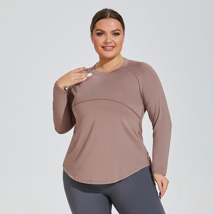 Plus Size Women Long Thigh Length Thin Yoga Wear Mesh Beauty Back Breathable Long Sleeve Running Fitness Top Sportswear - Yara fashion  50256170 Plus Size Women Long Thigh Length Thin Yoga Wear Mesh Beauty Back Breathable Long Sleeve Running Fitness Top Sportswear 