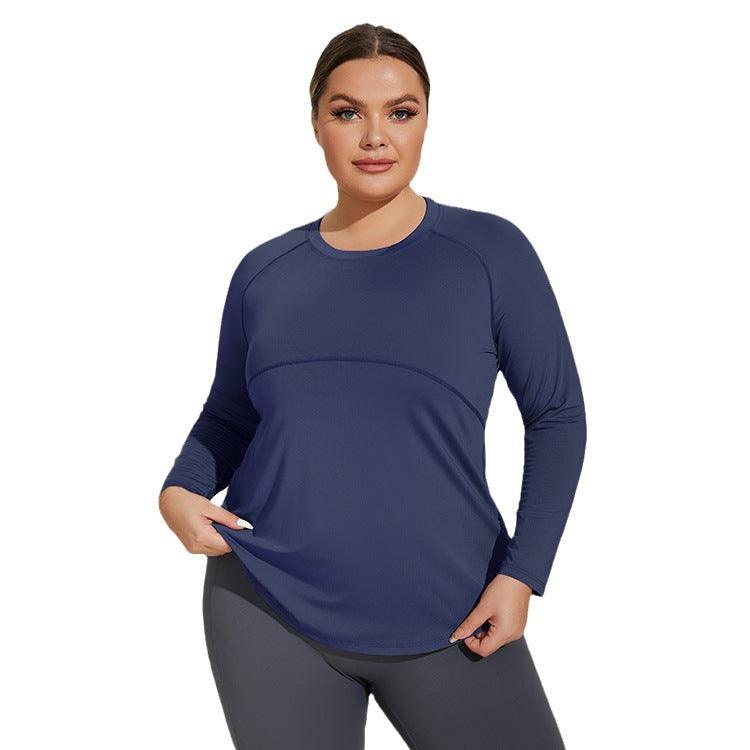 Plus Size Women Long Thigh Length Thin Yoga Wear Mesh Beauty Back Breathable Long Sleeve Running Fitness Top Sportswear - Yara fashion  35853519 Plus Size Women Long Thigh Length Thin Yoga Wear Mesh Beauty Back Breathable Long Sleeve Running Fitness Top Sportswear 