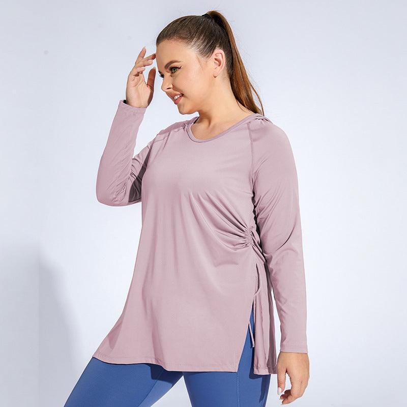 Plus Size Workout Clothes Hooded Long Sleeve Yoga Tight Breathable Exercise Top Long Running Smock Quick Drying T shirt Women - Yara fashion  40289001 Plus Size Workout Clothes Hooded Long Sleeve Yoga Tight Breathable Exercise Top Long Running Smock Quick Drying T shirt Women 