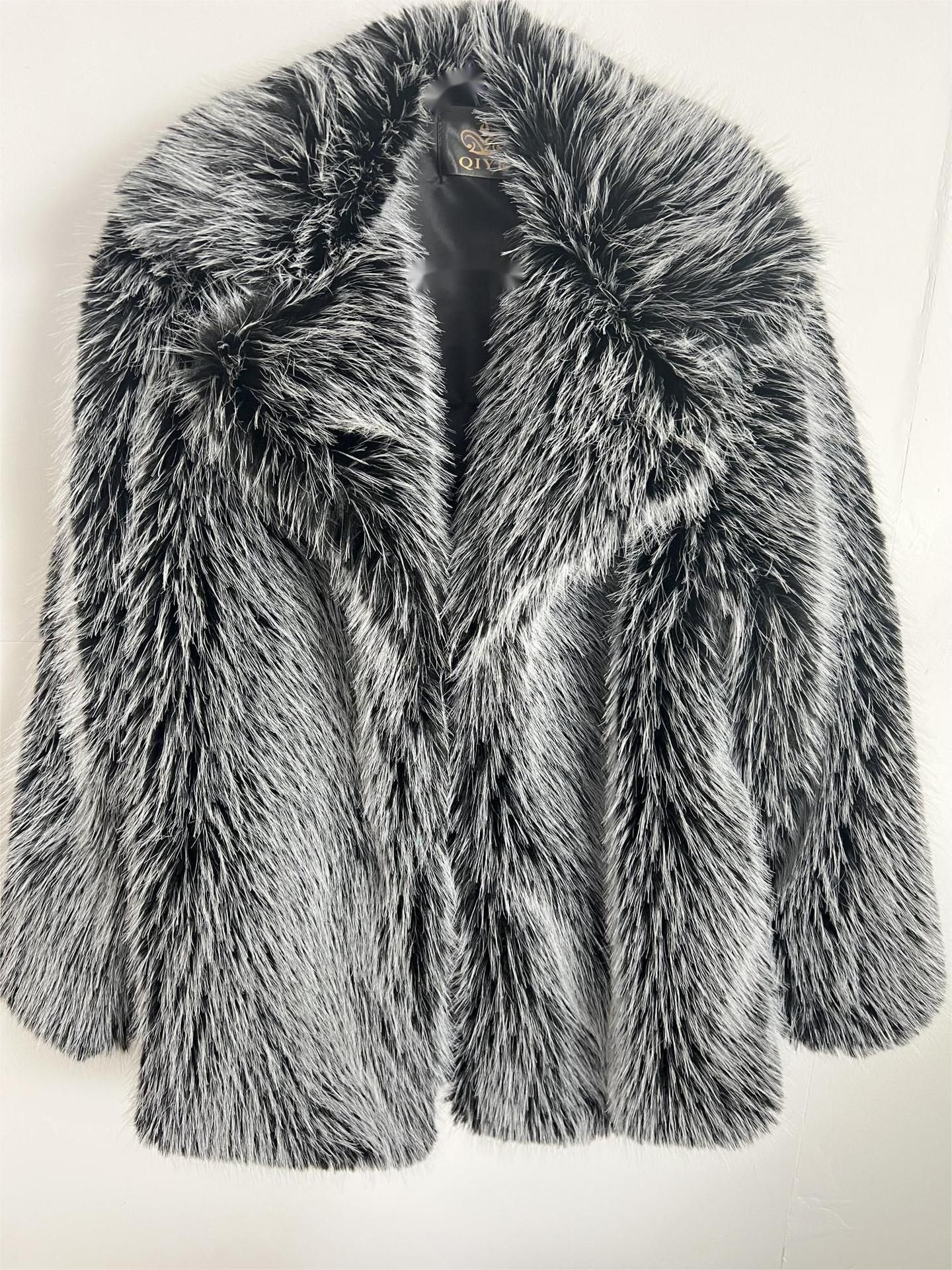 Popular Autumn Winter Faux Fur Mid Length Coat Warm Faux Fur Coat - Yara fashion  76283784 Popular Autumn Winter Faux Fur Mid Length Coat Warm Faux Fur Coat 