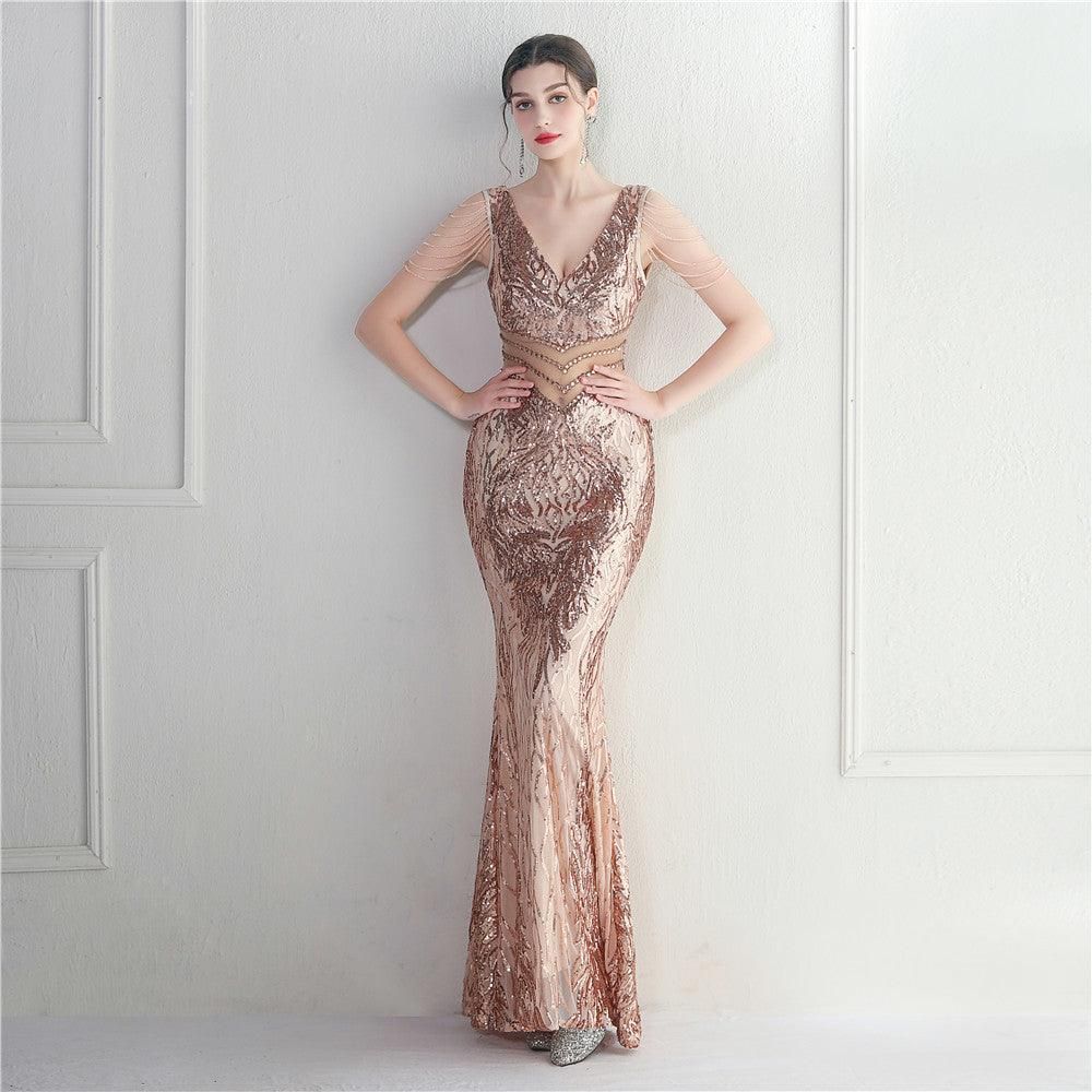 Positioning Floral Heavy Industry Beaded Long Fish Tail Evening Dress Suitable Attending Formal Occasions - Yara fashion  37205147 Positioning Floral Heavy Industry Beaded Long Fish Tail Evening Dress Suitable Attending Formal Occasions 