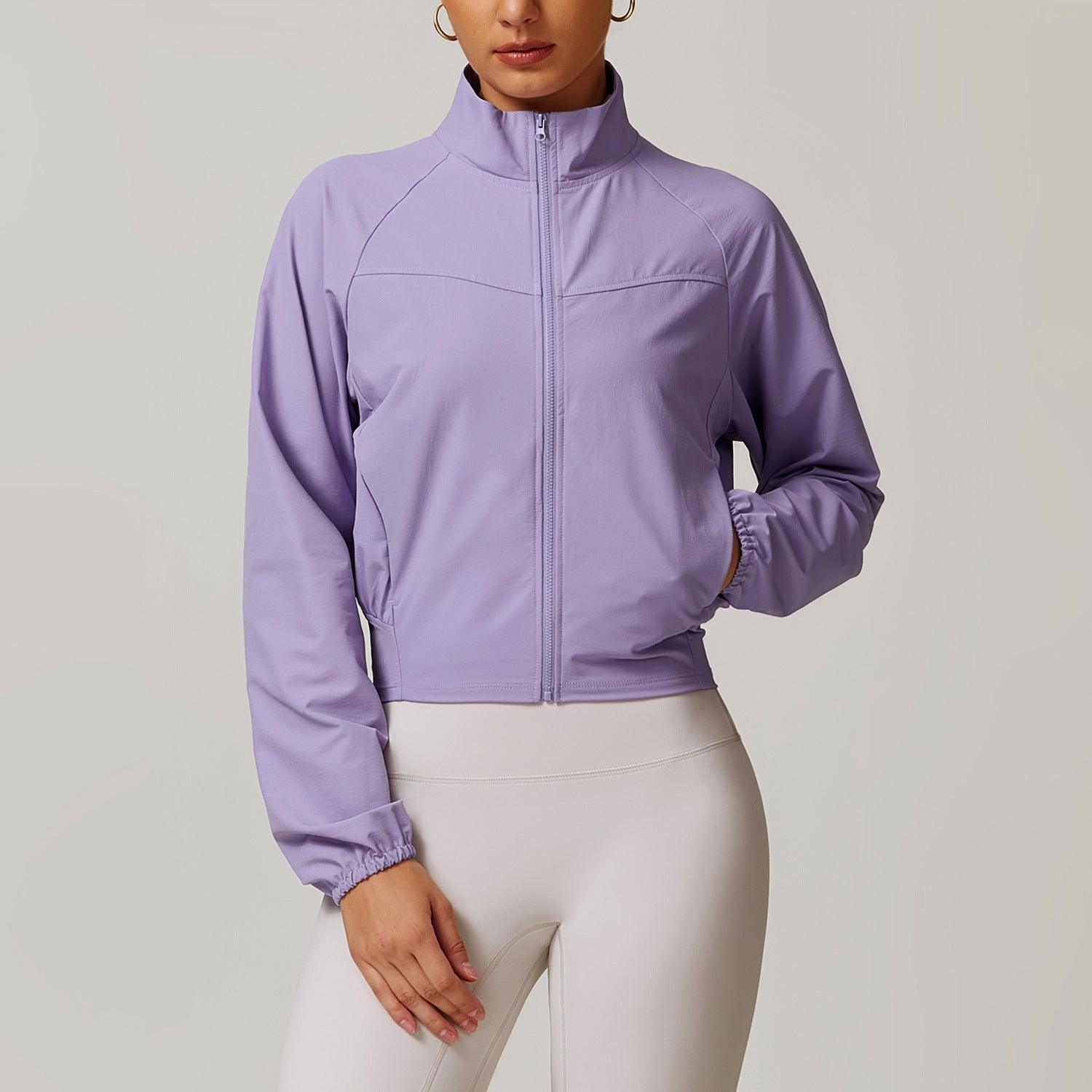 Quick Drying Stand Collar Sports Jacket Women Thin Windproof Outdoor Running Workout Long Sleeve Yoga Clothes Coat - Yara fashionYara fashion