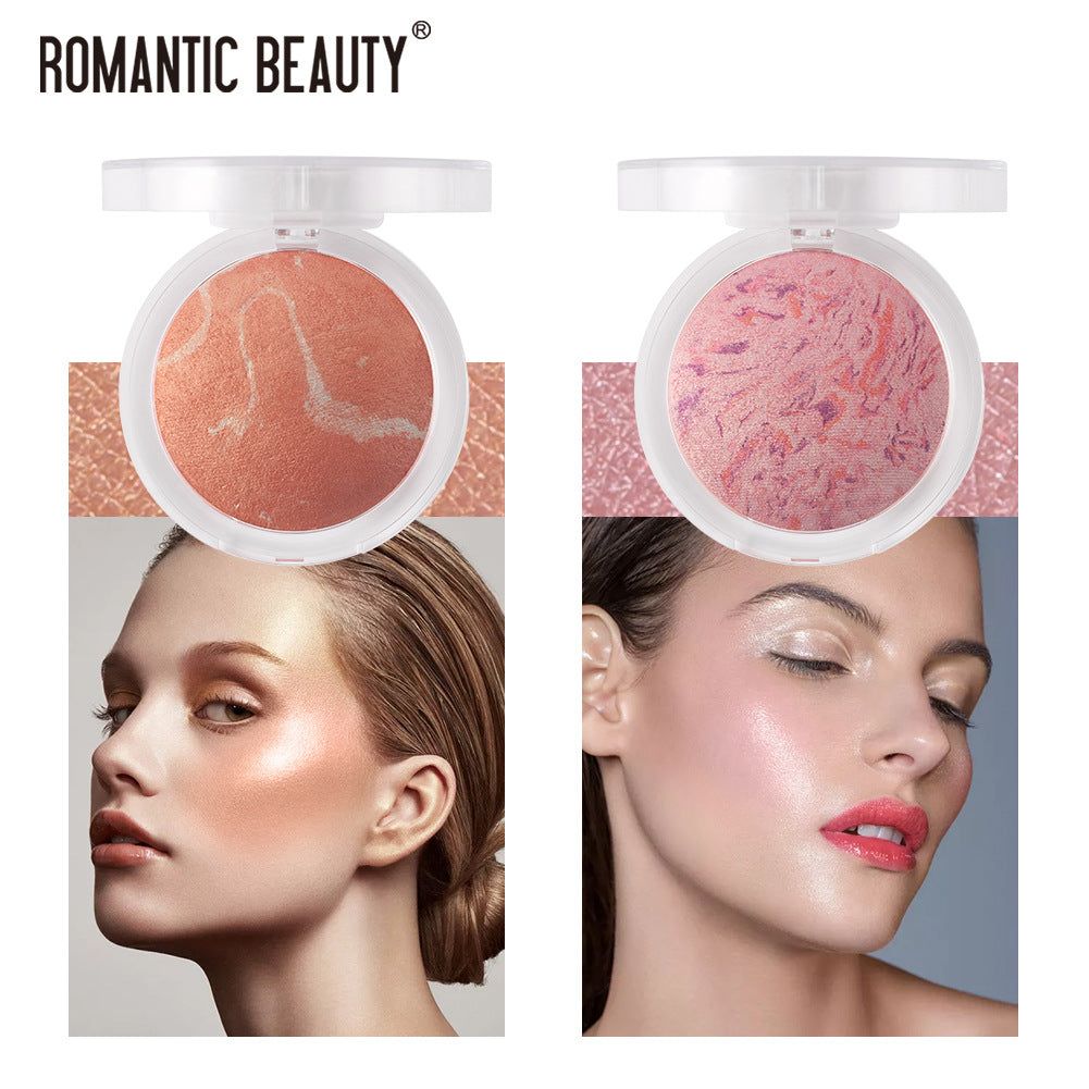 Romantic Beauty Highlighter Blush All-in-One Blush Palette Makeup Pearl Baked Powder Blush Palette - Yara fashion  10799480 Romantic Beauty Highlighter Blush All-in-One Blush Palette Makeup Pearl Baked Powder Blush Palette 