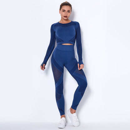 Seamless Knitted Absorbent Yoga Long-Sleeved Suit Yoga Wearsuit - Yara fashion  38104634 Seamless Knitted Absorbent Yoga Long-Sleeved Suit Yoga Wearsuit 