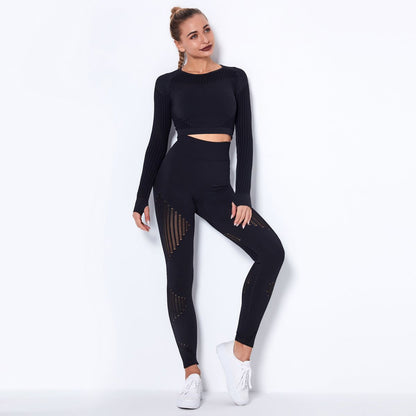 Seamless Knitted Absorbent Yoga Long-Sleeved Suit Yoga Wearsuit - Yara fashion  42581959 Seamless Knitted Absorbent Yoga Long-Sleeved Suit Yoga Wearsuit 