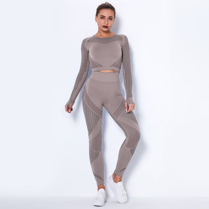 Seamless Knitted Absorbent Yoga Long-Sleeved Suit Yoga Wearsuit - Yara fashion  89855932 Seamless Knitted Absorbent Yoga Long-Sleeved Suit Yoga Wearsuit 