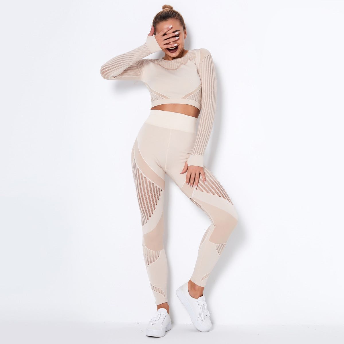 Seamless Knitted Absorbent Yoga Long-Sleeved Suit Yoga Wearsuit - Yara fashion  52948416 Seamless Knitted Absorbent Yoga Long-Sleeved Suit Yoga Wearsuit 