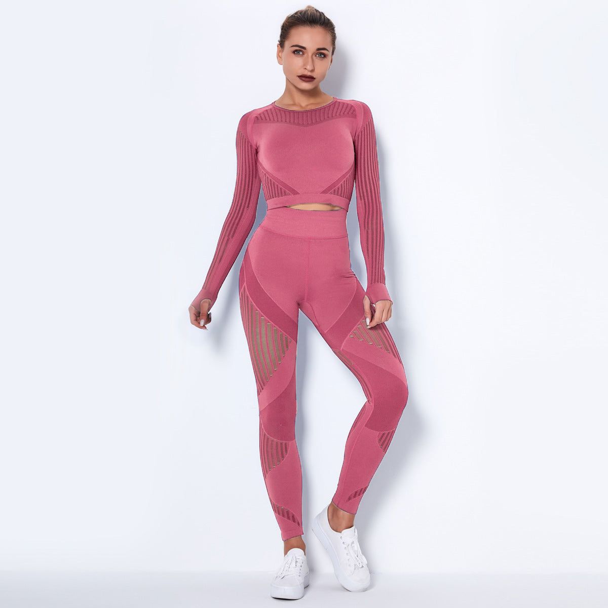 Seamless Knitted Absorbent Yoga Long-Sleeved Suit Yoga Wearsuit - Yara fashion  44482681 Seamless Knitted Absorbent Yoga Long-Sleeved Suit Yoga Wearsuit 