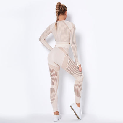 Seamless Knitted Absorbent Yoga Long-Sleeved Suit Yoga Wearsuit - Yara fashion  47022143 Seamless Knitted Absorbent Yoga Long-Sleeved Suit Yoga Wearsuit 