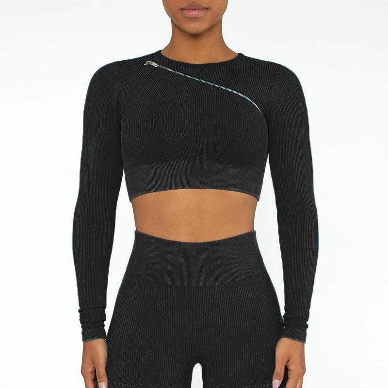 Seamless Yoga Clothes Sports Suit Zipper Underwear Vest Long Sleeve Fitness Clothes Top Skinny Yoga Pants Women - Yara fashion  31608081 Seamless Yoga Clothes Sports Suit Zipper Underwear Vest Long Sleeve Fitness Clothes Top Skinny Yoga Pants Women 