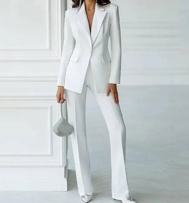 Set Women  Autumn Fashion Long Sleeve Loose Elegant White Blazers Jacket Coat & Work Office Lady Pants Set - Yara fashion  15539267 Set Women  Autumn Fashion Long Sleeve Loose Elegant White Blazers Jacket Coat & Work Office Lady Pants Set 