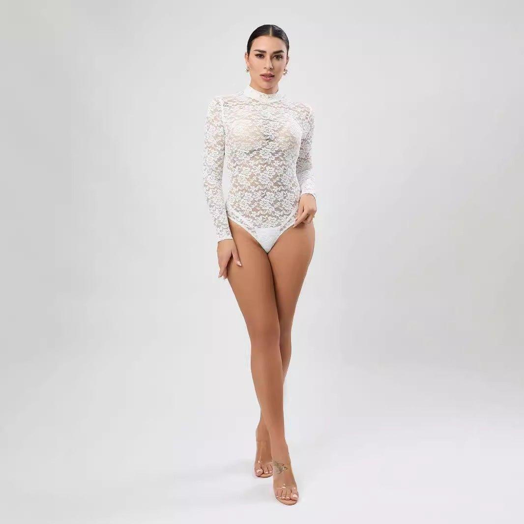 Sexy Lace Jumpsuit White Design Blouse Long Sleeve High Grade Women Clothing - Yara fashionYara fashion