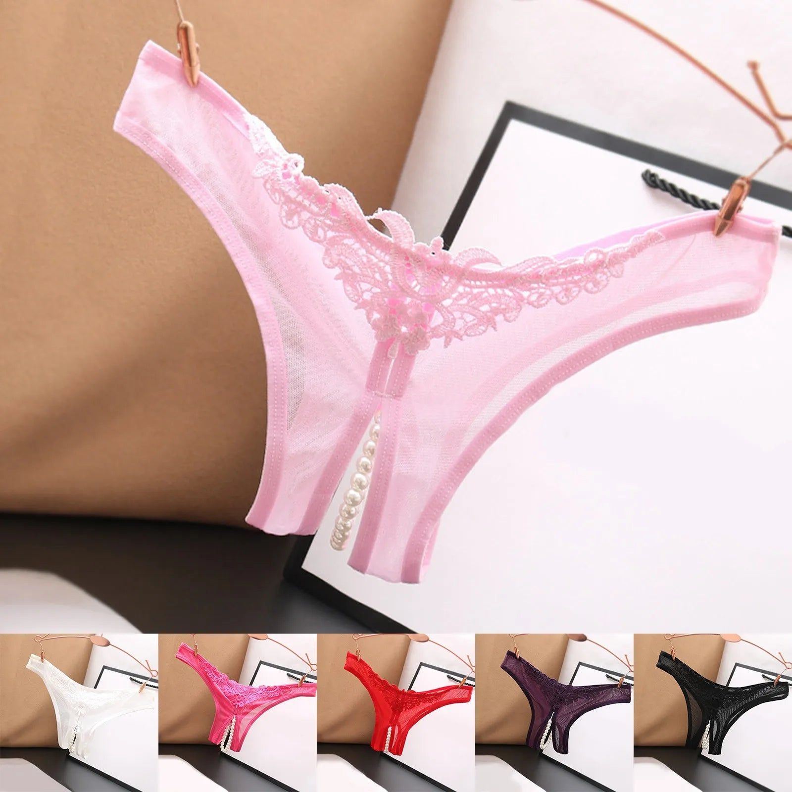 Sexy Lingerie Women's Panties Sexy Underwear Lace Open Pearl Massage Hollow Low Waist Triangle G String Pants - Yara fashion  4527384 Sexy Lingerie Women's Panties Sexy Underwear Lace Open Pearl Massage Hollow Low Waist Triangle G String Pants 