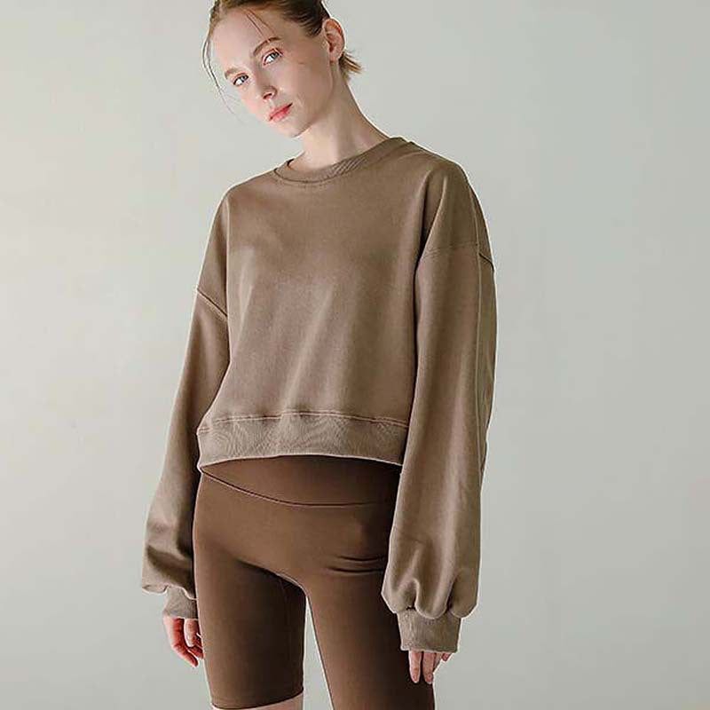 Short Sweaters Women Clothing Spring Autumn Long Sleeve round Neck Pullover Casual Yoga Clothes Sexy Fitness Sports Top - Yara fashion  8868846 Short Sweaters Women Clothing Spring Autumn Long Sleeve round Neck Pullover Casual Yoga Clothes Sexy Fitness Sports Top 