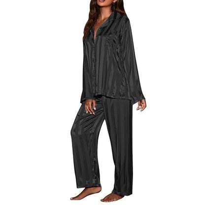 Silk Striped Pajama Set - Comfortable & Stylish for Women - Yara fashion  42895354 Silk Striped Pajama Set - Comfortable & Stylish for Women 