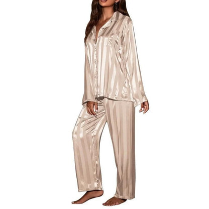 Silk Striped Pajama Set - Comfortable & Stylish for Women - Yara fashion  83393625 Silk Striped Pajama Set - Comfortable & Stylish for Women 