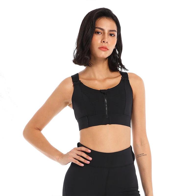 Sports Bras Tights Crop Top Women Yoga Vest Front Zipper Plus Size Adjustable Strap Shockproof Gym Fitness Athletic Brassiere - Yara fashion  66126975 Sports Bras Tights Crop Top Women Yoga Vest Front Zipper Plus Size Adjustable Strap Shockproof Gym Fitness Athletic Brassiere 