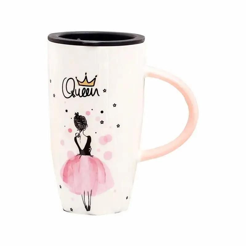 Student Korean Cartoon Girl Pattern Ceramic Cup - Yara fashion  44713858 Student Korean Cartoon Girl Pattern Ceramic Cup 