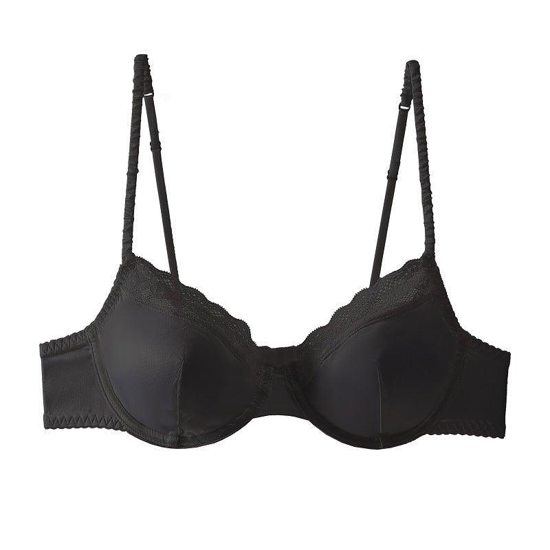 Summer French Underwear Women Thin Satin Glossy Lace Edge Pure Sexy Buckled Front Shaped Back Bra Set - Yara fashionYara fashion