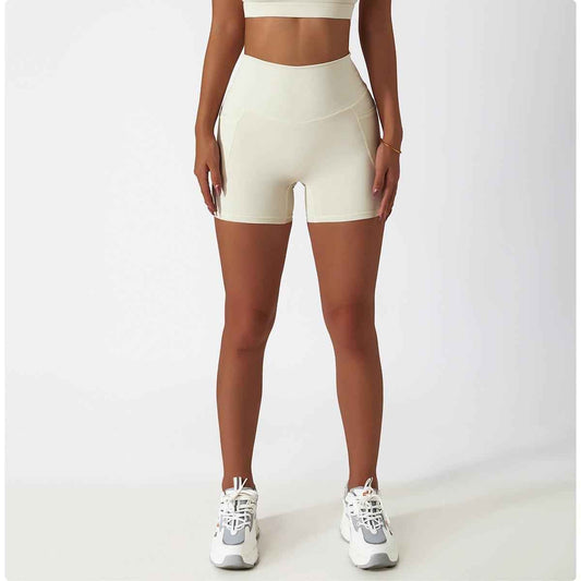 Summer Ice Silk Nude Feel Sports Shorts Quick rying Skinny Yoga Pants Pocket Breathable Cycling Running Workout Shorts - Yara fashion Yara fashion 46.99