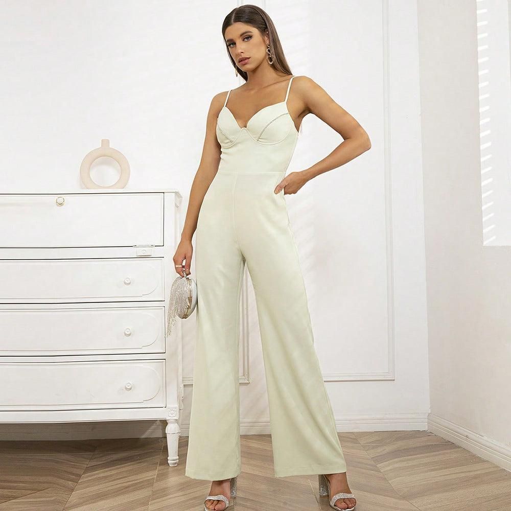 Summer Women Clothing Graceful Fashionable Jumpsuit Sling Slim Sleeveless Backless Jumpsuit - Yara fashion  90944896 Summer Women Clothing Graceful Fashionable Jumpsuit Sling Slim Sleeveless Backless Jumpsuit 